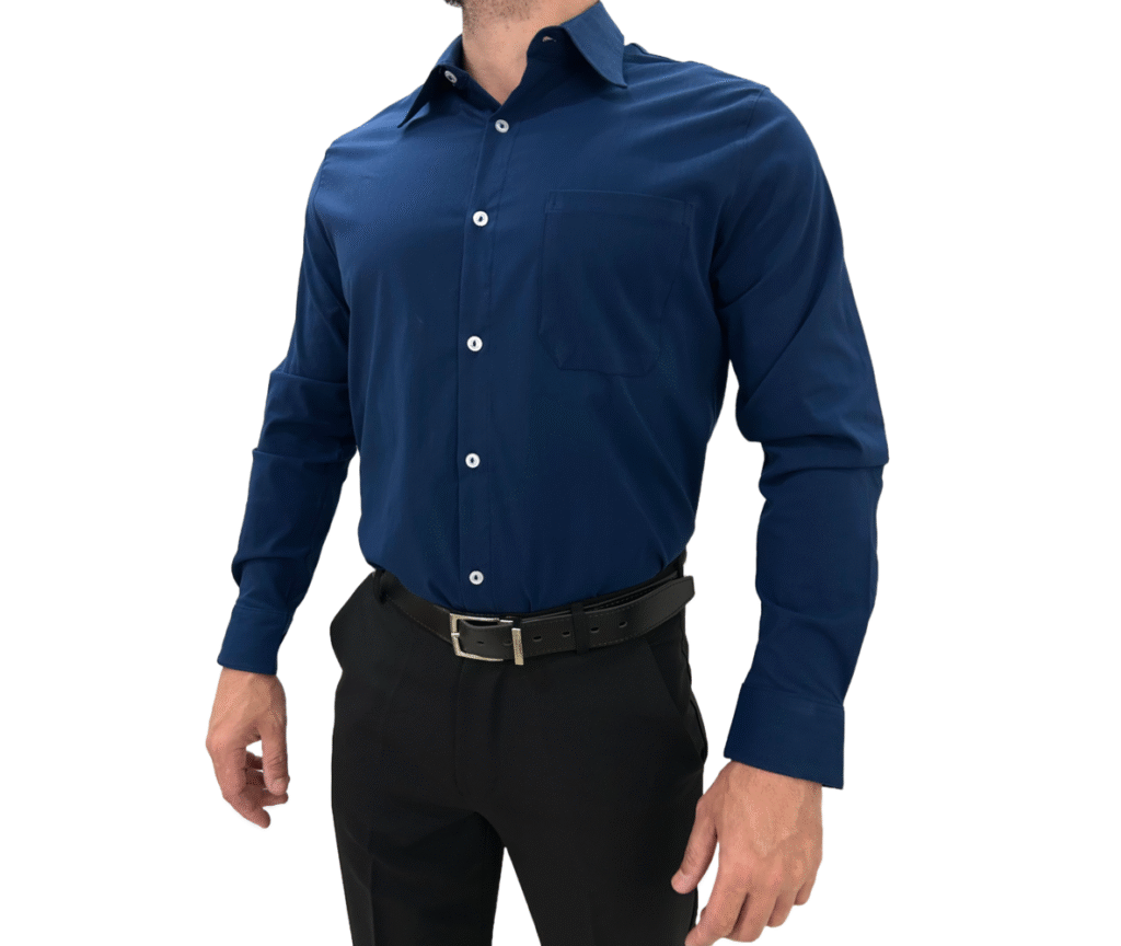 1057 Camisa Social Masculina manga longa - cor Azul marinho