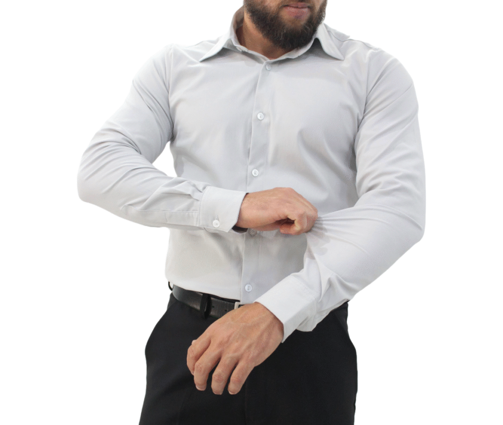 1059 Camisa Slim Masculina cinza gelo