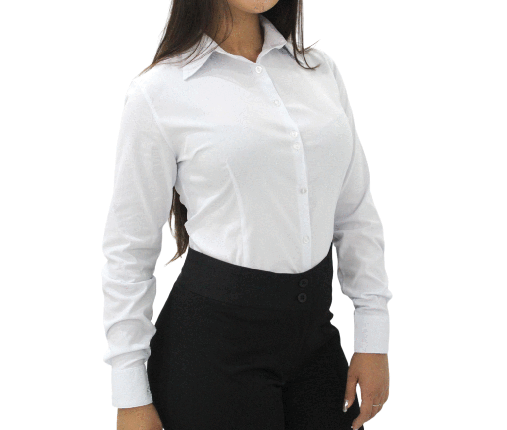 1090 Camisa social feminina cor Branco