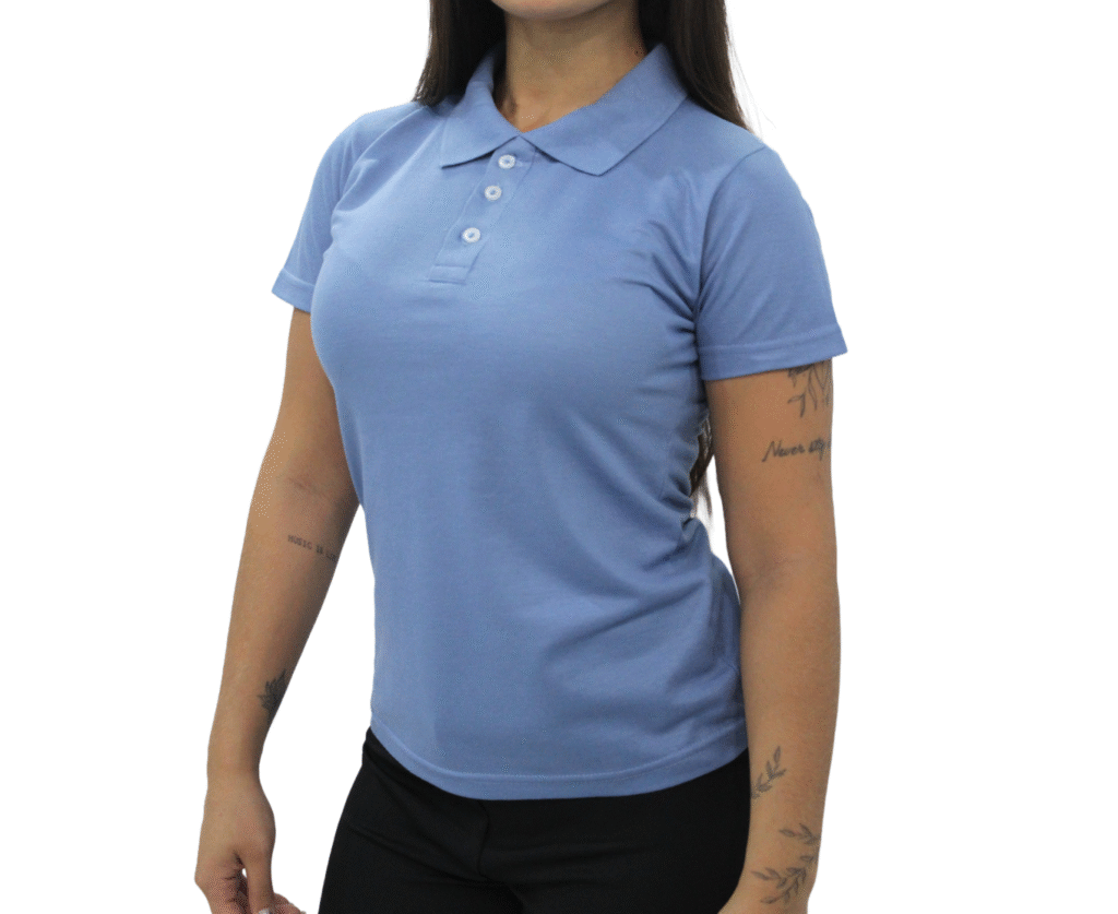 1103 Polo Baby look feminina azul indigo