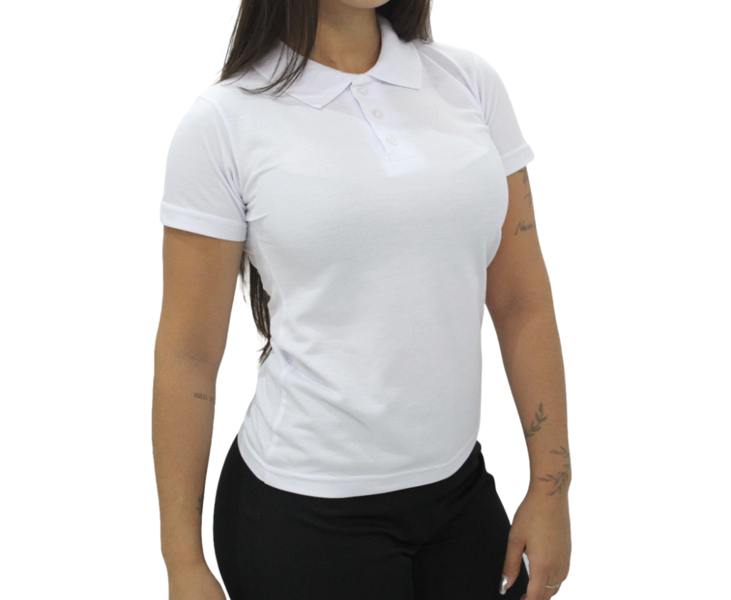 1103 Polo Baby look feminina branco
