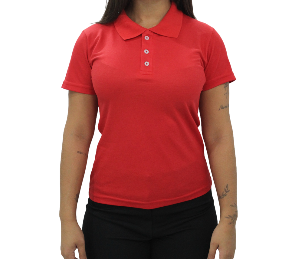1103 Polo Baby look feminina vermelho