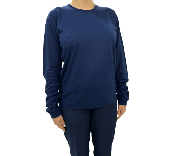 1118 Camiseta básica unissex poliviscose manga longa marinho