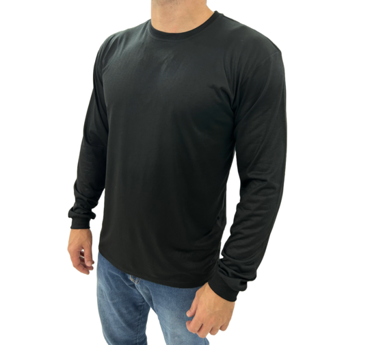 1118 Camiseta básica unissex poliviscose manga longa preto
