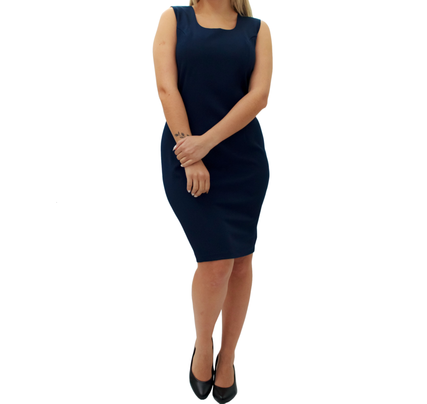 965 VESTIDO SOCIAL FEMININO TUBINHO TWO WAY MARINHO