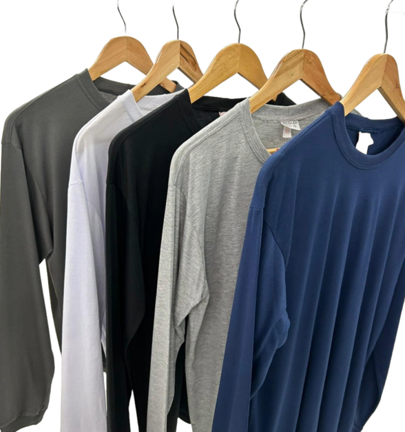 Cores camisetas manga longa pronta entrega