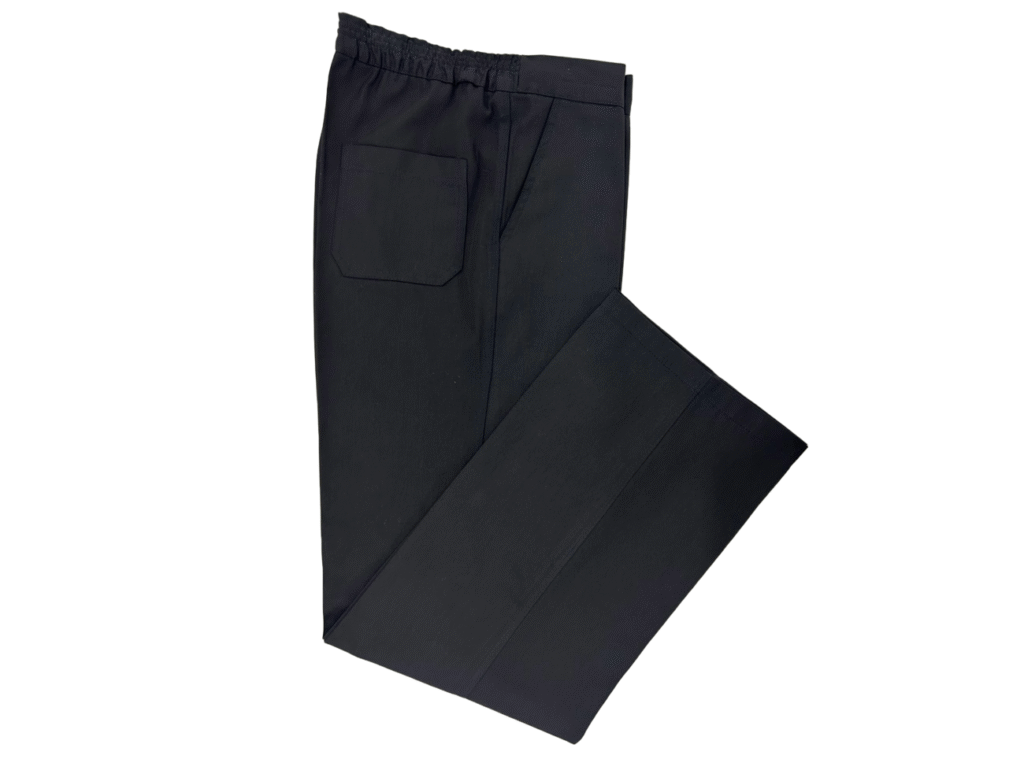 1089A Calça meio cós elastico botão e zíper
